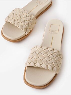 Dolce Vita Grazie Cream Woven Slide Sandals